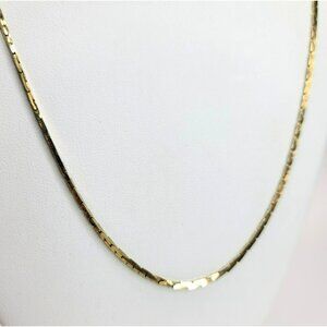 Vintage Gold Tone Necklace + Shape Herringbone Fashion Costume Chain CT9